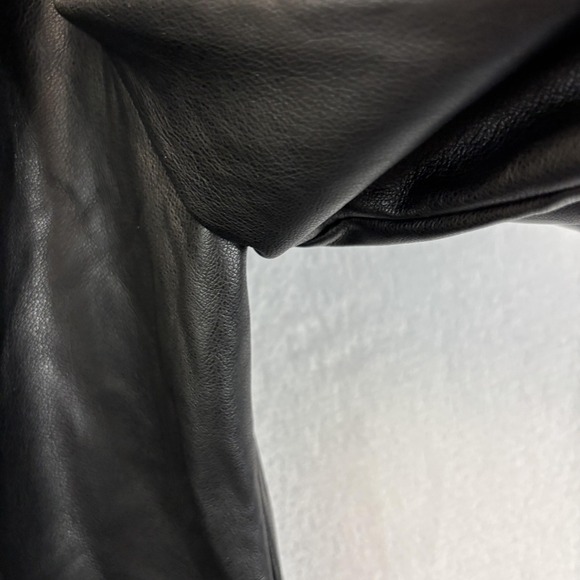 Marc New York Faux Leather Jacket Womens Medium Black V Neck Puff Sleeve Supple - Picture 12 of 15